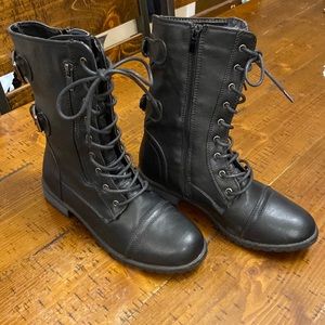 Forever Black Combat faux leather boots